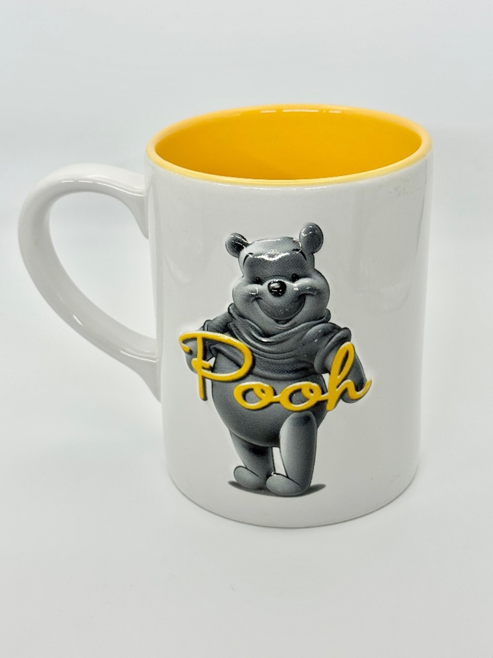Winnie the Pooh Mug 3D Raised Yellow Inside Full Size 4.5" High Disney Parks